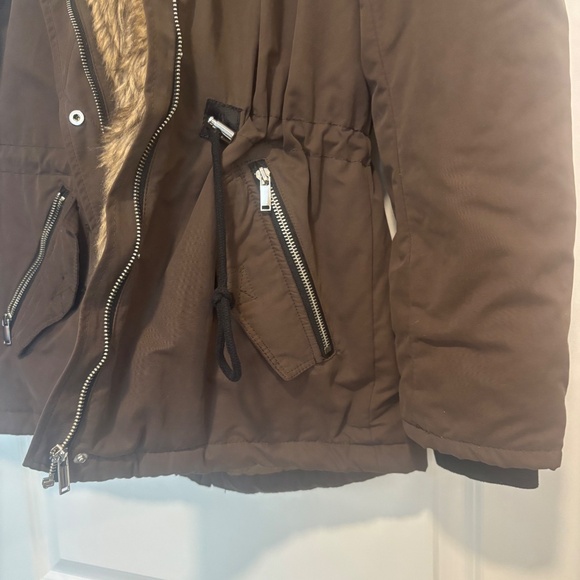H&M Divided Brown Quilted Puffer with Faux Fur Lining - Picture 2 of 7
